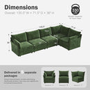 135.5" Oversized Modular Sectional Sofa, L Shaped Convertible Couch with Movable Ottoman, 5 Seat Corner Couches for Living Room Deep Seat Green Chenille by CozyNest Decor