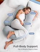 Momcozy Pregnancy Pillows with Cooling Cover, U-Shaped Full Body Maternity Pillow for Side Sleepers 57 Inch - Support for Back, Hip, Belly, Legs for Pregnant Women by TinyTreasures Baby Boutique