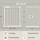 Fairy Baby Extra Wide Baby Gates 67-71.5 Inch, Auto Close Child Safety Gates for Stairway Banister Doorways Hallway,Indoor Safety Child Gates for Kids or Pets by TinyTreasures Baby Boutique