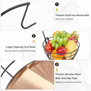 Livabber Countertop Fruit Basket Bowl with Banana Hanger, Modern Standing Fruit Vegetable Bowl Storage, with Banana Tree Holder for Kitchen Dinning Table (Round Wood, Black) by CozyNest Decor