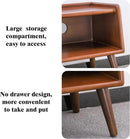 Small Nightstand, 100% Solid Oak Wood Bedside Table, Mid Century Modern Nightstand with Open Storage,Storage Cabinet for Bedroom (2pc Walnut Color)