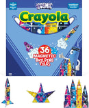 CreateOn Crayola Cosmic Magnetic Tiles, Building Set for Kids, Magnetic Building Toys for Kids, STEM Learning Toys for Boys and Girls Ages 3 and Up - 36-Pieces (Cosmic) by TinyTreasures Baby Boutique