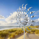 Unique and Magical Metal Windmill, 2Pcs Wind Spinners, 3D Wind Powered Kinetic Sculpture, Stainless Steel Wind Spinners, Wind Mill for Yard and Garden (2PCS-Silver) by CozyNest Decor