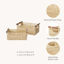 LA JOLIE MUSE Wicker Storage Baskets for Organizing, Recyclable Paper Rope Basket with Wood Handles, Decorative Hand Woven Basket Organizers for Makeup Books Shelves Living Room, Beige, Set of 2 by GreenHaven Gardens