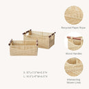 LA JOLIE MUSE Wicker Storage Baskets for Organizing, Recyclable Paper Rope Basket with Wood Handles, Decorative Hand Woven Basket Organizers for Makeup Books Shelves Living Room, Beige, Set of 2 by TinyTreasures Baby Boutique