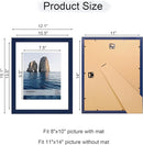 11x14 Picture Frame Set of 4, 11 x 14 Wood Photo Frames with Mat for 8x10, Natural Wooden Frame with Real Glass Cover for Wall and Tabletop Display,Blue by CozyNest Decor