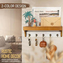Rebee Vision Key and Mail Holder for Wall with Shelf - Farmhouse House Decor with 5 Rustic Keys Hooks and Decorative Mail Organizer Wall Mount - Decorative Apartment Essentials (Light Brown & White) by CozyNest Decor
