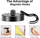 MIKEDE Black Magnetic Hooks, 80Lbs Heavy Duty Earth Magnets with Hooks for Cruise Cabin, Strong Magnet Hooks for Hanging, Super Metal Magnetic Hanger for Grill, Fridge, Kitchen - Pack of 10 by CozyNest Decor