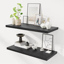 32" Floating Shelves for Wall, 12" Deep Slim Black Floating Shelves, Wall-Mounted Shelves for Bedroom, Living Room, Kitchen, Bathroom - Set of 2 by CozyNest Decor