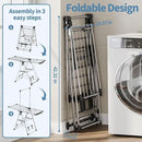 APEXCHASER Clothes Drying Rack with High Hanger, Foldable 3-Level Drying Racks with Shoe Rack, Crossbar and Vertical Rod Laundry Stand with Adjustable Wings Silver by CozyNest Decor