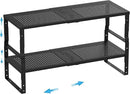 Expandable,Adjustable & Stackable Spice Rack, Cabinet Kitchen Countertop Shelf Organizer,Metal Pantry Storage Shelves - Space-Saving Storage Solution(2Packs/Black/Medium) by CozyNest Decor