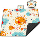Poedist Extra Large Picnic Blanket Waterproof,80"x 80"Foldable Machine Washable Beach Blanket,Outdoor Blanket for 6-8 Adults,Suitable for Indoor Crawling,Park Beach,Camping,Hiking,Family Travel(Sun) by TinyTreasures Baby Boutique