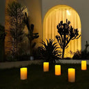 5plots 4" x 8" Single Waterproof Outdoor Flameless Candles, Battery Operated Flickering LED Pillar Candles with Remote and Timers for Indoor Outdoor Lanterns, Long Lasting, Large by CozyNest Decor