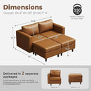 64.6" Faux Leather Loveseat Sleeper Sofa Bed with Storage Seat, Modern Modular Sectional Couch Deep Seat with Reversible Chaise 2-Seat Brown for Apartment, Living Room, Bedroom by CozyNest Decor