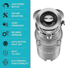 KRAUS® WasteGuard™ High-Speed 1/2 HP Continuous Feed Ultra-Quiet Motor Garbage Disposal with Power Cord and Flange Included and Universal Mount by CozyNest Decor