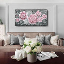 Large Pink Wall Art for Living Room- Pink and Black Peony Floral Canvas Wall Art Modern Framed Moody Black and White Wall Picture Flower Artwork Decor for Bedroom Dining Room Office 48x24 by CozyNest Decor