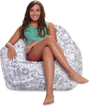 Posh Creations Structured Comfy Bean Bag Chair for Gaming, Reading, and Watching TV, Malibu Lounge, Canvas Coloring Fabric - Creatures by TinyTreasures Baby Boutique