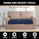 PrinceDeco Velvet Couch Cushion Cover Soft Stretch Cushion Slipcover for Chair Loveseat Sofa Cushion Furniture Protector Seat Cushion Sofa Cover (2 Piece Large Sofa Cushion Covers, Navy) by CozyNest Decor