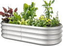 4x2x1ft Oval Galvanized Raised Garden Bed Outdoor 9-in-1 Large Metal Modular Planter Box Raised Beds for Gardening,Vegetables,Fruits,Flowers & Herbs (Silver) by GreenHaven Gardens