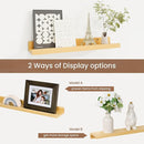 Picture Ledge Shelf, Solid Pine Wood Floating Shelves Set of 4, 16 Inches Nursery Book Shelves for Toys Storage, Kids Bookshelf Wall Mounted for Living Room Decor Photo Frames, Natural by TinyTreasures Baby Boutique