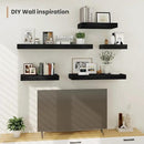 Heimlove 12 Inch Deep Floating Shelves, 12 x 12 inches Long Wall Shelf, Large Extra Display Shelf & Storage Shelf, Rustic Wood Wall Shelves for Fireplace Mantel, Black - 2Pack by CozyNest Decor