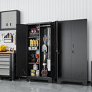 61" H Metal Storage Cabinet, Utility Cabinets with Locking Doors, Laundry Cabinet with Hanging Rod, Garage Tool Storage Cabinets for Home Office, Garage, Bathroom (Black) by CozyNest Decor
