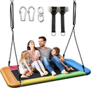 Tree Swing for Kids and Adults, 60" Waterproof Rectangle Platform Swing, 700lbs Heavy Duty with Adjustable Straps, Rainbow by TinyTreasures Baby Boutique