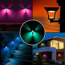 CINOTON RGBW Solar Landscape Pathway Outdoor Lights with 3 Lighting Modes, IP65 Waterproof LED Solar Powered Wall Lights for Garden Yard Lawn Path Driveway Pool Backyard Warm White & Multicolor 4 Pack by CozyNest Decor