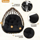Egg Chair Cushion Replacement, Waterproof Outdoor Hanging Egg Chair Cushion Hammock Swing Chairs Cushions Pads, U-Shaped Thickened Cushions for Hanging Eggs Chairs, 47x33x7 Inches (Black) by GreenHaven Gardens
