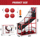 Basketball Arcade Game Indoor Outdoor, Kids Basketball Hoop with 4 Balls & Pump, Single Shot Basketball Game at Home, Carnival Games Sport Toys Gifts for Boys Girls Teens by TinyTreasures Baby Boutique