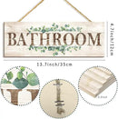 Bathroom Sign Wall Decor, Bathroom Wall Art with Plant Print, Rustic Farmhouse Wall Hanging Plaque Home Kitchen Decorative Bathroom, 4.7 x 13.7 inches by CozyNest Decor