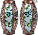 2PCS Butterfly Solar Lanterns Glass & Metal Hanging Light Outdoor Waterproof 16" H Tabletop Lamp with Hollowed-Out Design with Shepherd's Hooks for Garden Patio Table Decor by GreenHaven Gardens