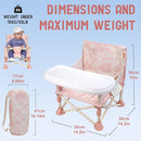 Tiny Marvels Portable 3-in-1 Baby Booster Seat, Cozy Floor Seat, Feeding Seat with Tray, Compact Foldable Toddler Booster with Child Safety Belt Carry Bag, Perfect for Travel (Blush Bloom) by TinyTreasures Baby Boutique