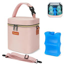 Mancro Baby Bottle Bag for Breastmilk, Breast Milk Cooler Bag with Ice Pack Fits 4 Milk Bottles Up to 9 Ounce with Adjustable Shoulder Strap, Lnsulation Breast Milk Cooler Travel Gifts, Pink by TinyTreasures Baby Boutique