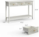 47" Fluted Console Table with 3 Drawers, Narrow Long Entryway Table with Storage Shelf, Sofa Tables for Entryway, Living Room, Behind Couch, Foyer, Hallway, Office (Beige) by CozyNest Decor