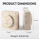 Koville Marble Square Book Ends, Heavy Duty Book Holders, Bookends for Shelves, Office Bookshelf Decor for CDs/Video Games(Travertino Romano) by CozyNest Decor