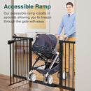 Cumbor 29.7-54.2" Wide Baby Gate for Stairs, Mom's Choice Awards Winner-Self Closing Dog Gate Indoor for Doorways, No Drilling Pressure Mounted Pet Gates for Kids, Easy Walk Through Safety Gate, Black by TinyTreasures Baby Boutique