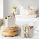 danpinera Set of 3 11 Inch Storage Baskets, Cube Storage Bins, White Woven Baskets with Stable Leather Handles, Square Cotton Rope Bins for any Room, Easy to Recover by TinyTreasures Baby Boutique
