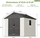 Patiowell 8 x 8 FT Resin Outdoor Storage Shed with Floor, Large Shed with Light and Lockable Door for Garden, Backyard, Tool Storage Use, Easy to Install in Beige (Kick-it Shed) by GreenHaven Gardens