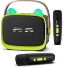 Mgaolo Upgraded Mini Karaoke Machine Toy for Kids, Portable Bluetooth Speaker with 2 Wireless Mics, Emoji & Colorful LED Lights, Home Travel & Party Play Gifts for Boys Girls (Green) by TinyTreasures Baby Boutique
