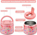 14oz Insulated Vacuum Food Jar with Buckle Lid,Soup Thermo for Hot Food Kids,Wide Mouth Leakproof Stainless Steel Lunch Container with Spoon-Mermaid by TinyTreasures Baby Boutique