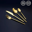 24 Piece Silverware Set For 6 Gold Heavy duty 18/10 Stainless Steel Flatware Set Modern Design Knife/Fork/Spoon Mirror Polished Dishwasher Safe Cutlery Set with Gifts by CozyNest Decor
