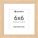 upsimples 6x6 Picture Frame, Natural Solid Wooden Picture Frames, Display 4x4 with Mat or 6 x 6 Without Mat, Wall or Tabletop, 1 Pack, Natural by CozyNest Decor