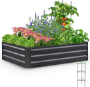 Quictent Galvanized Raised Garden Bed 4x3x1 Ft Metal Planter Box for Vegetables Bottomless for Backyard, Include 1 Tomato Cage, Dark Grey by GreenHaven Gardens