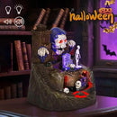 innodept12 Animated Halloween Small Village House - Moving Train and Skull Ghosts Tombstones Figurines with Pre-Lit Spooky Voice, Battery Operated, Not Including