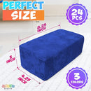 The Original Premium Plush Building Block for Kids - Certified Safe Foam Blocks in Luxuriously Soft Fabric Covers - Set of 24 (Classic Colors) by TinyTreasures Baby Boutique
