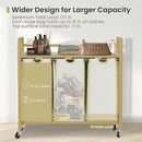 Laundry Hamper, Laundry Basket, Laundry Sorter with 3 Removable Bags, Clothes Basket with 3 Compartments, Wheels, Shelf for Laundry Room Bathroom Bedroom (3 Bags-Golden) by CozyNest Decor