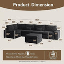 HOOOWOOO Modular Sectional Couch Sofa,125X69 U L Shaped Oversized Couch Sets Free Combination,6 Pieces Extra Deep Sofa with Ottoman for Living Room(Black Corduroy) by CozyNest Decor