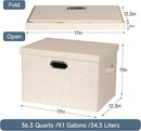 Large 17" 36 Quart Collapsible Stackable Storage Bins with Lids, 3 Packs Light Orange Linen Fabric Closet Boxes with Lids, Storage Cube Baskets Container Organizers for Office (17x12x11) by CozyNest Decor