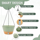 ZMTECH 12 Inch Hanging Planters for Indoor Plants, 2 Pack Self Watering Hanging Planter with Visual Reservoir, Hanging Pots for Plants Outdoor with Drainage Hole and Plant Hanger(Green) by CozyNest Decor